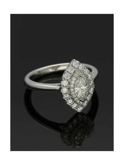 Diamond Cluster Ring 0.72ct Marquise & Round Brilliant Cut in Platinum