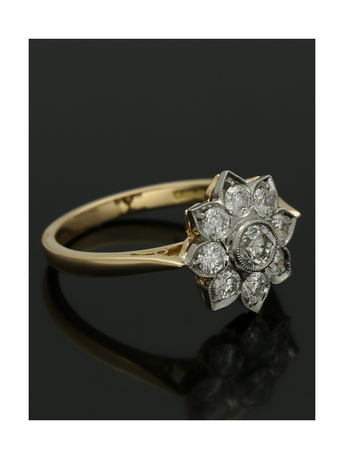 Diamond Cluster Ring 0.80ct Round Brilliant Cut in 18ct Yellow Gold & Platinum