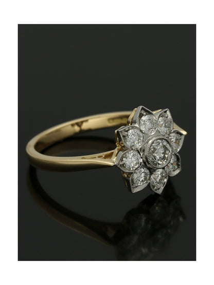 Diamond Cluster Ring 0.80ct Round Brilliant Cut in 18ct Yellow Gold & Platinum