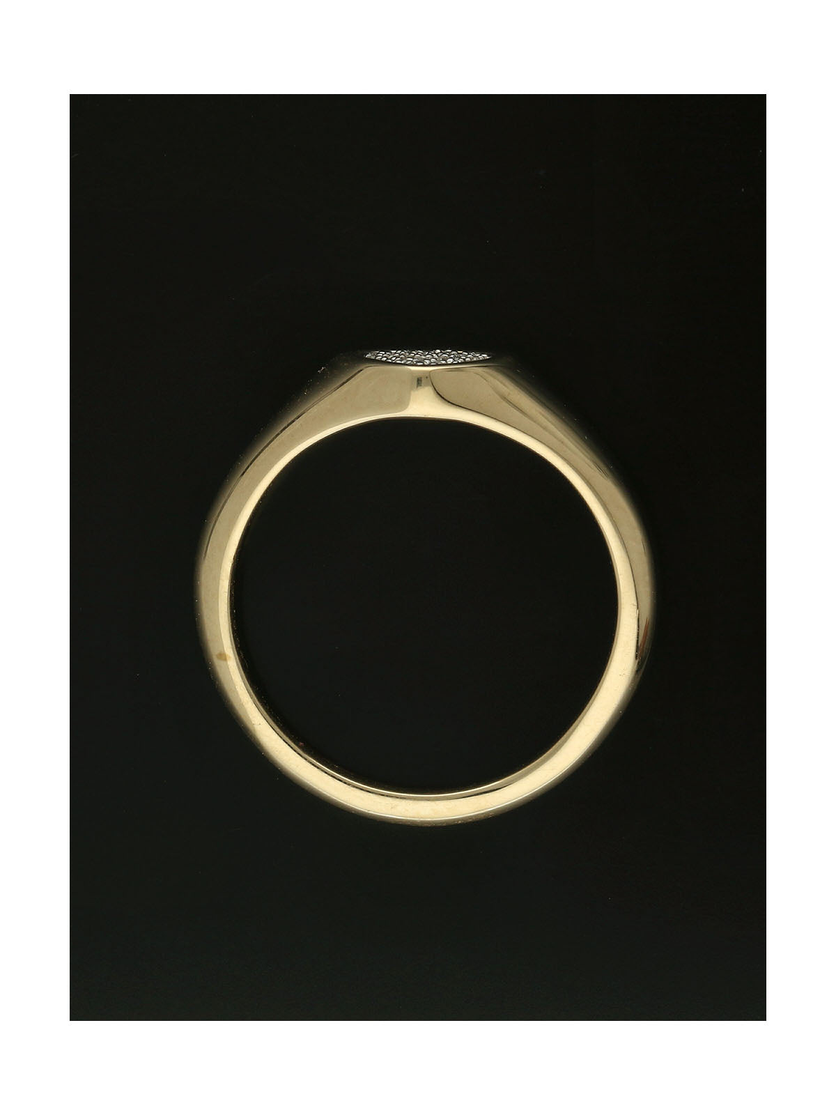 Diamond Pave Set 0.04ct Heart Signet Ring in 9ct Yellow Gold