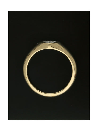 Diamond Pave Set 0.04ct Heart Signet Ring in 9ct Yellow Gold