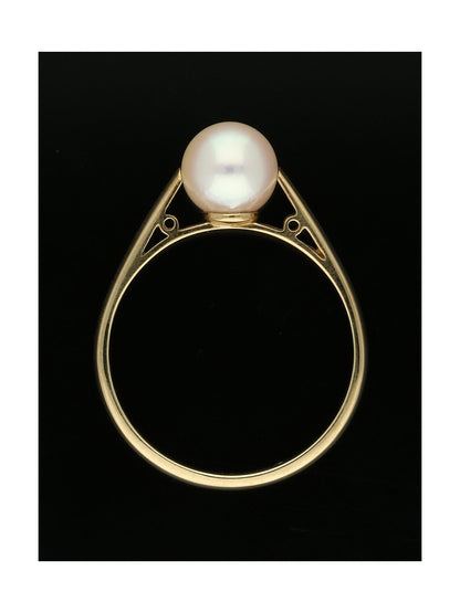 White Cultured Pearl Ring in 9ct Yellow Gold
