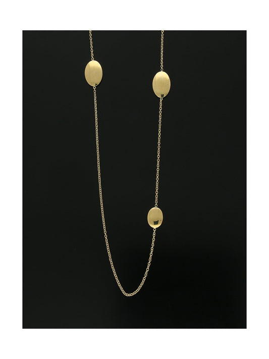 Polished Ovals Station Necklace 80cm in 9ct Yellow Gold