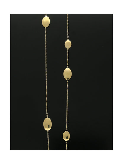 Polished Ovals Station Necklace 80cm in 9ct Yellow Gold