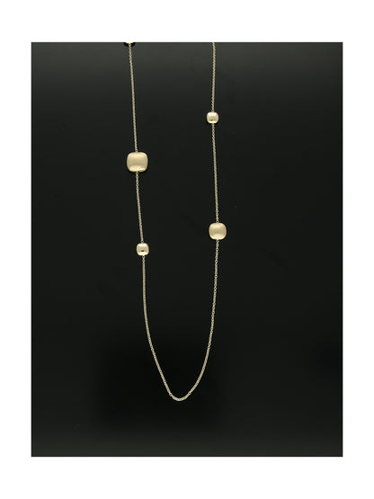 Satin & Polished Alternating Square Bead Necklace in 9ct Yellow Gold