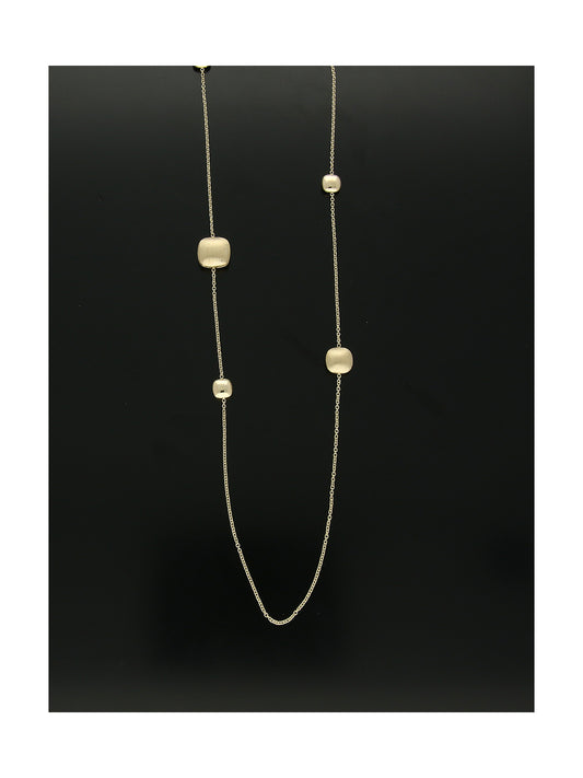 Satin & Polished Alternating Square Bead Necklace in 9ct Yellow Gold