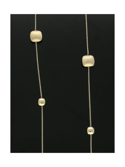 Satin & Polished Alternating Square Bead Necklace in 9ct Yellow Gold