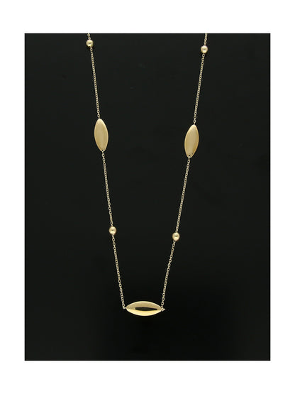 Marquise & Ball Beaded Necklace in 9ct Yellow Gold