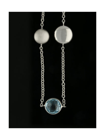 Blue Topaz Necklace in 9ct White Gold