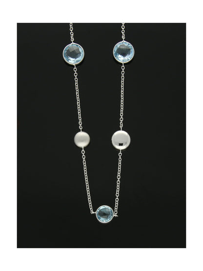 Blue Topaz Necklace in 9ct White Gold