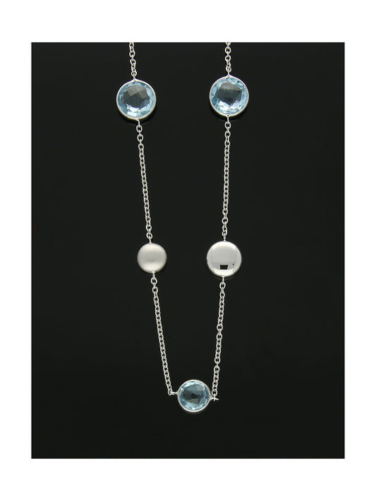 Blue Topaz Necklace in 9ct White Gold