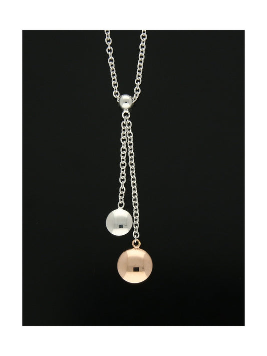 Bead Drop Necklace in 9ct White and Rose Gold