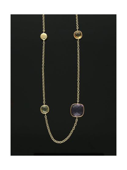 Multi Stone Bead Necklace in 9ct Yellow Gold