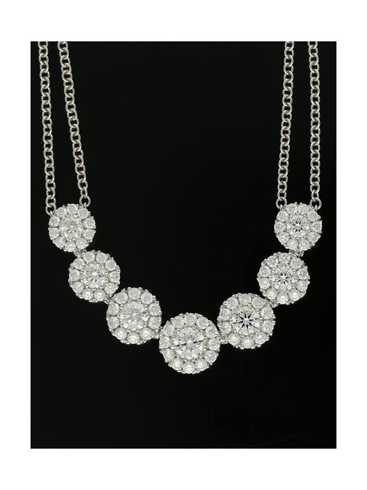 Diamond Graduated Cluster Necklace in 18ct White Gold