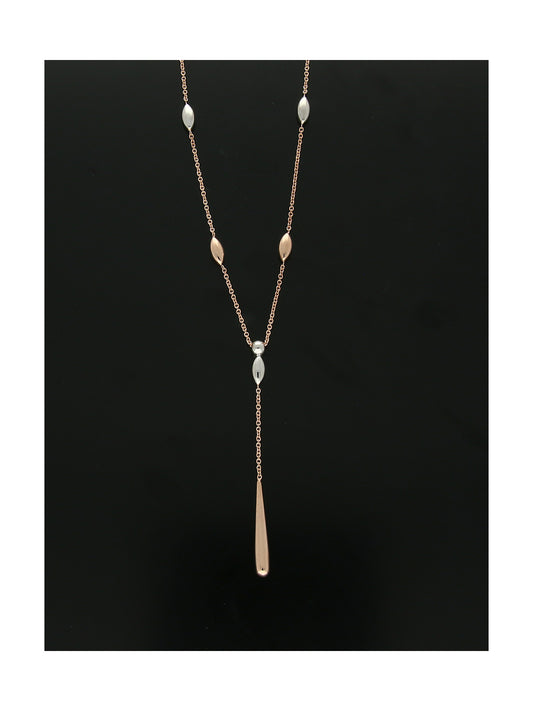 Beaded Bomb Drop Necklace in 9ct White & Rose Gold
