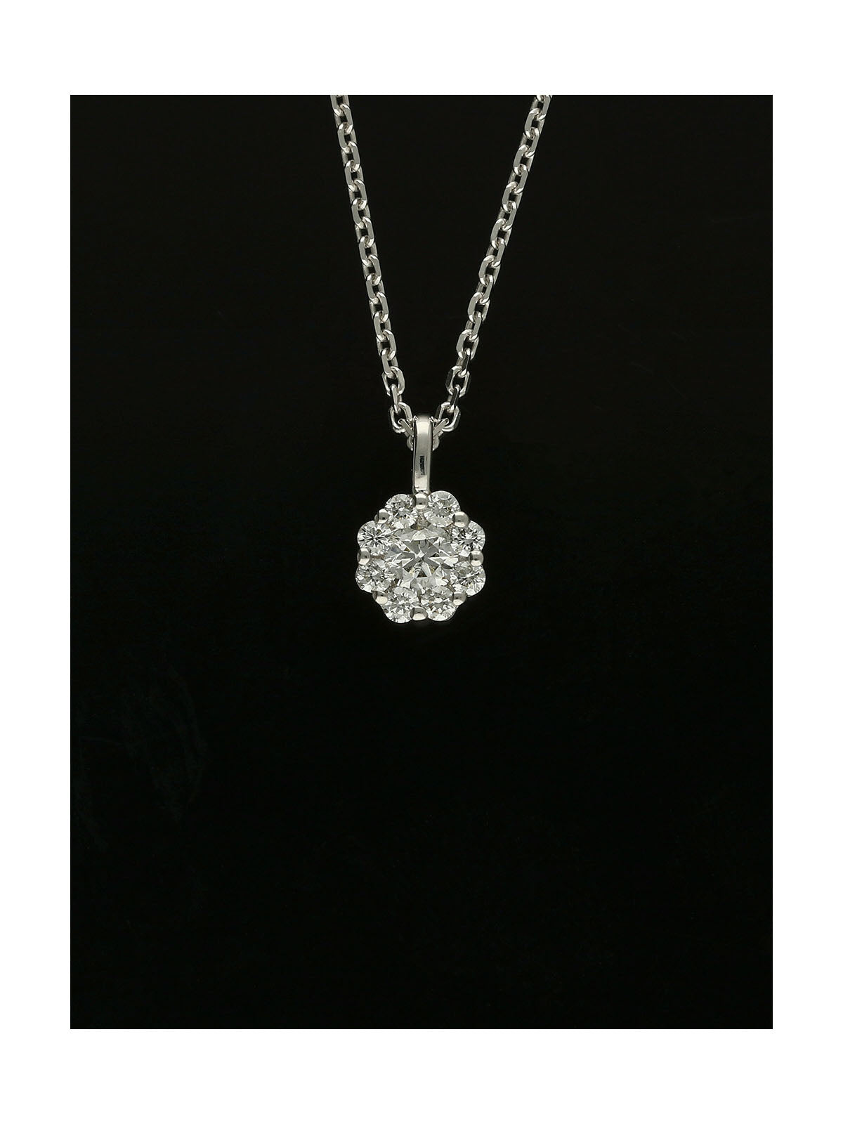 Diamond Round Brilliant 0.20ct Cluster Pendant in 9ct White Gold
