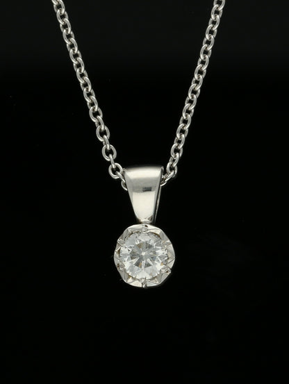 Diamond Illusion Set Pendant Necklace 0.25ct in 9ct White Gold