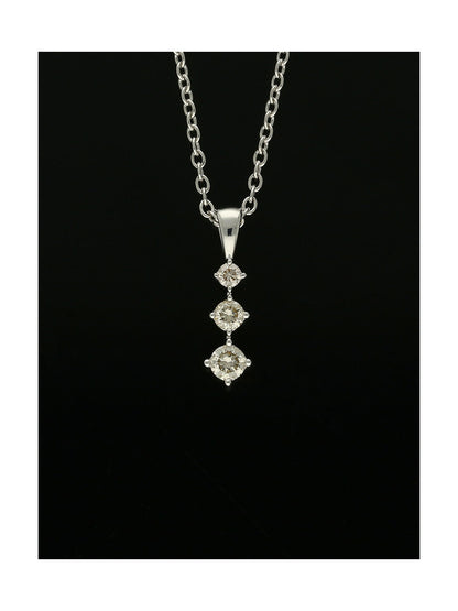 Diamond Three Stone Drop Pendant Necklace in 9ct White Gold