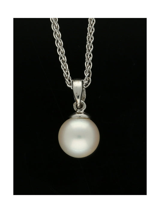 White Cultured Pearl Pendant Necklace in 9ct White Gold