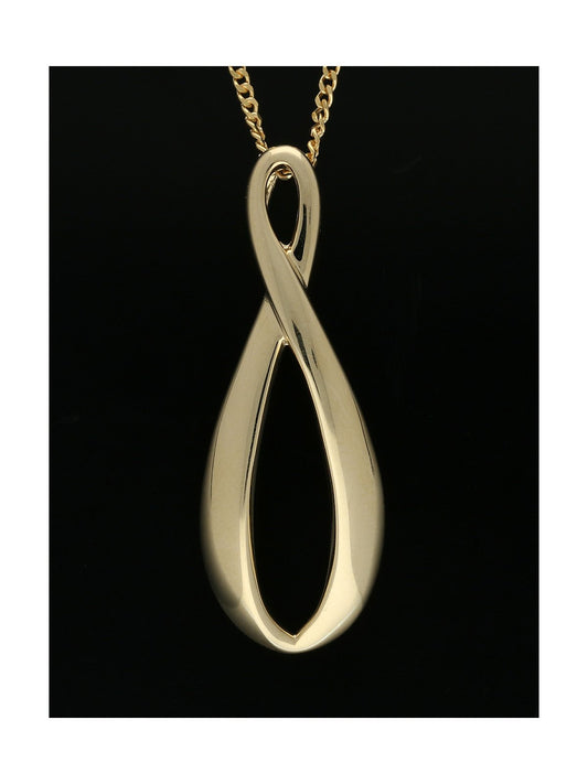 Elongated Figure of Eight Pendant Necklace in 9ct Yellow Gold