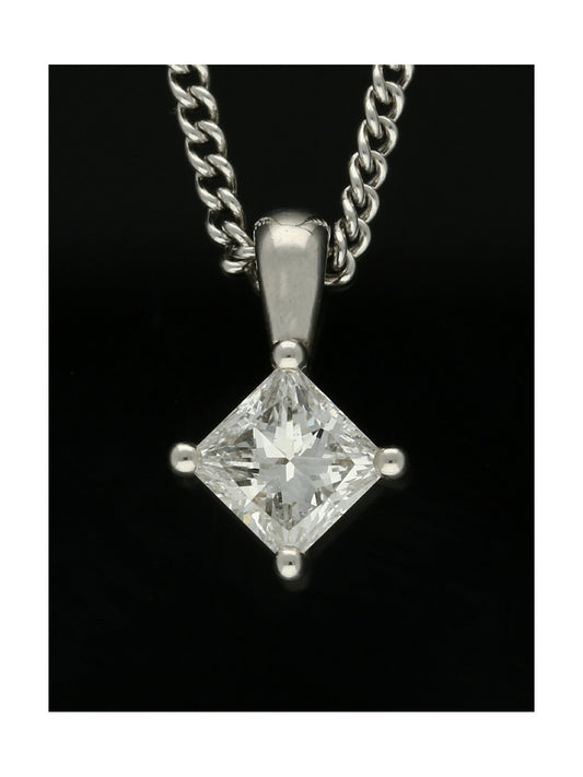 Diamond Solitaire Pendant "The Grace Collection" 0.50ct Princess Cut in 18ct White Gold