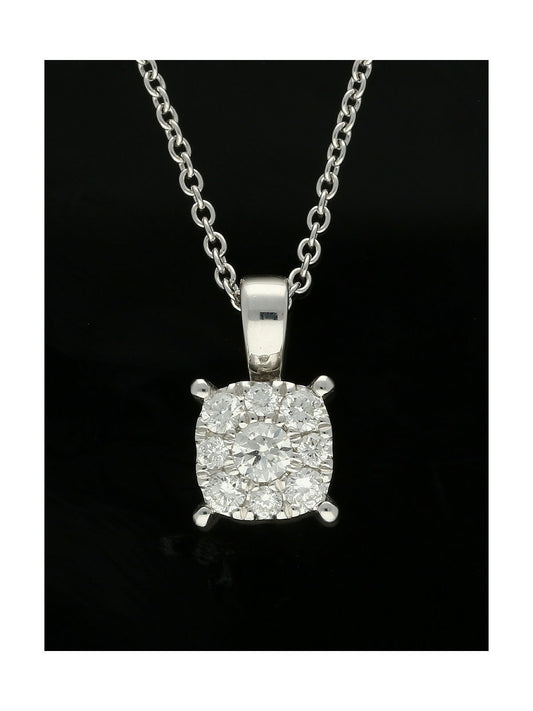 Diamond Square Cluster Pendant Necklace 0.29ct in 18ct White Gold