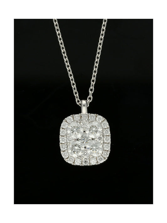 Diamond Square Design Cluster Pendant Necklace 0.77ct in 18ct White Gold