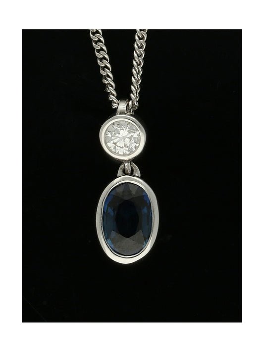 Sapphire & Diamond Pendant Necklace in 18ct White Gold