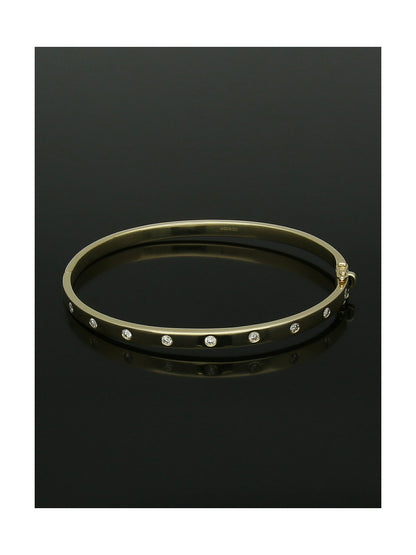 Diamond Hinged Bangle in 9ct Yellow Gold
