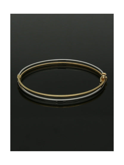 Open Twist Hinged Bangle in 9ct Yellow and White Gold
