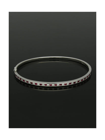 Ruby & Diamond Bangle in 18ct White Gold