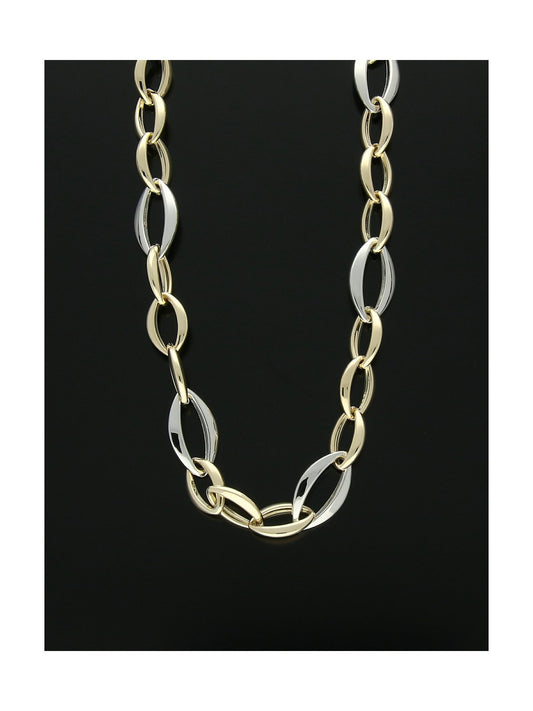 Oval Link Necklace in 9ct Yellow and White Gold