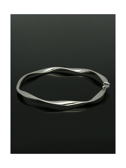 Twist Hinged Bangle in 9ct White Gold