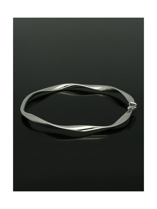 Twist Hinged Bangle in 9ct White Gold