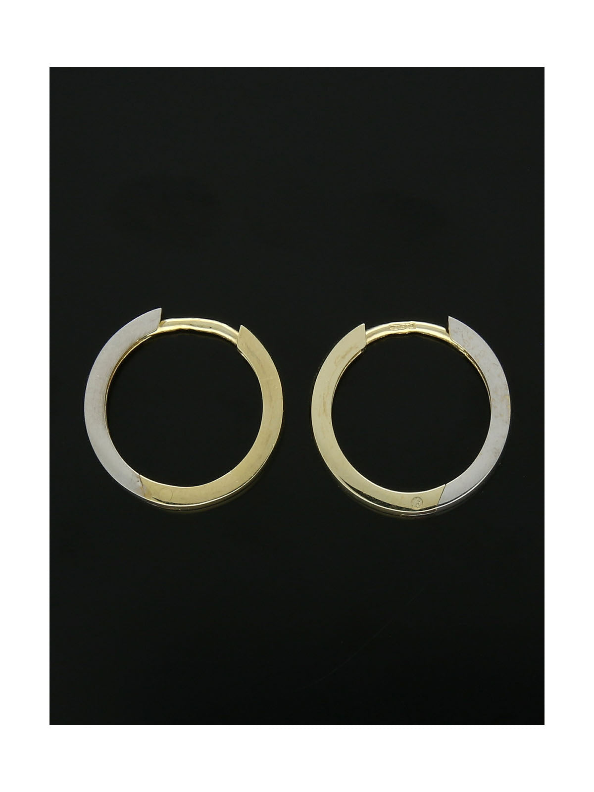 Reversible Huggie Hoop Earrings 17mm in 9ct Yellow and White Gold