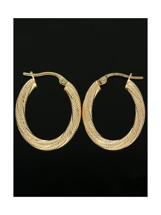 Twisted Rope Hoop Earrings in 9ct Yellow Gold