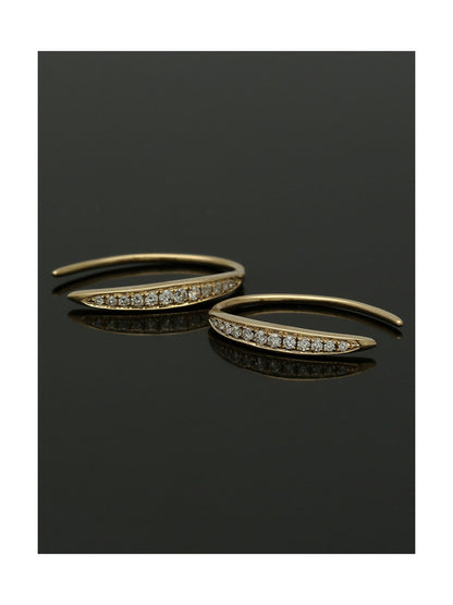 Diamond Channel Set Banana Hoop Earrings 0.14ct in 9ct Yellow Gold