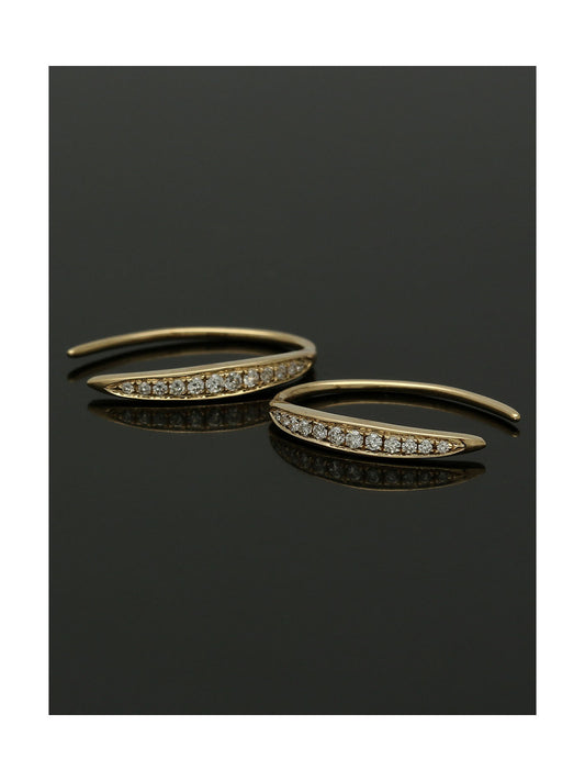Diamond Channel Set Banana Hoop Earrings 0.14ct in 9ct Yellow Gold