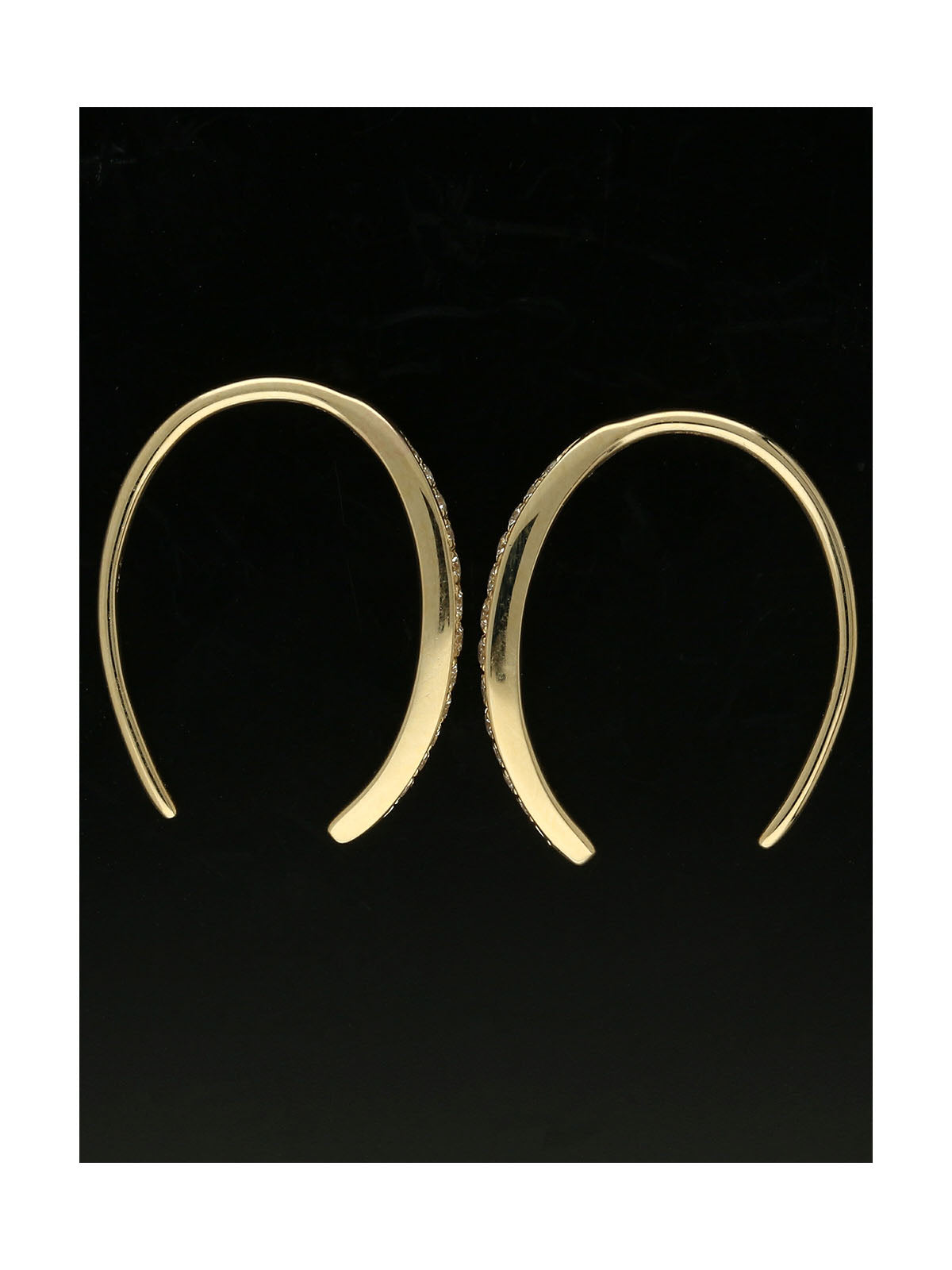 Diamond Channel Set Banana Hoop Earrings 0.14ct in 9ct Yellow Gold