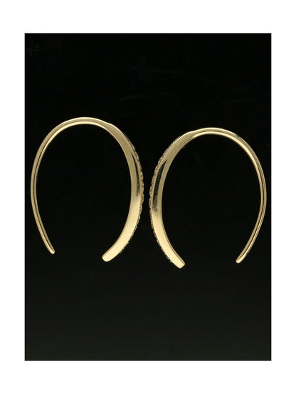 Diamond Channel Set Banana Hoop Earrings 0.14ct in 9ct Yellow Gold