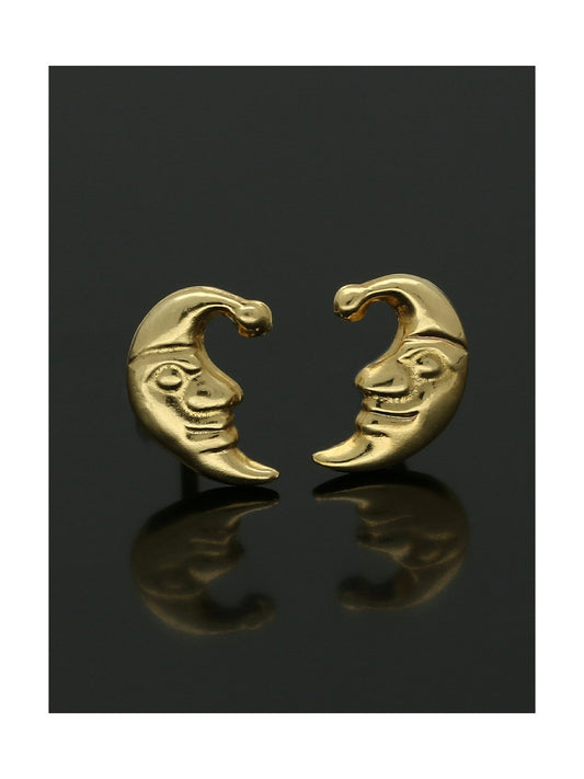 Moon Stud Earrings 9mm in 9ct Yellow Gold