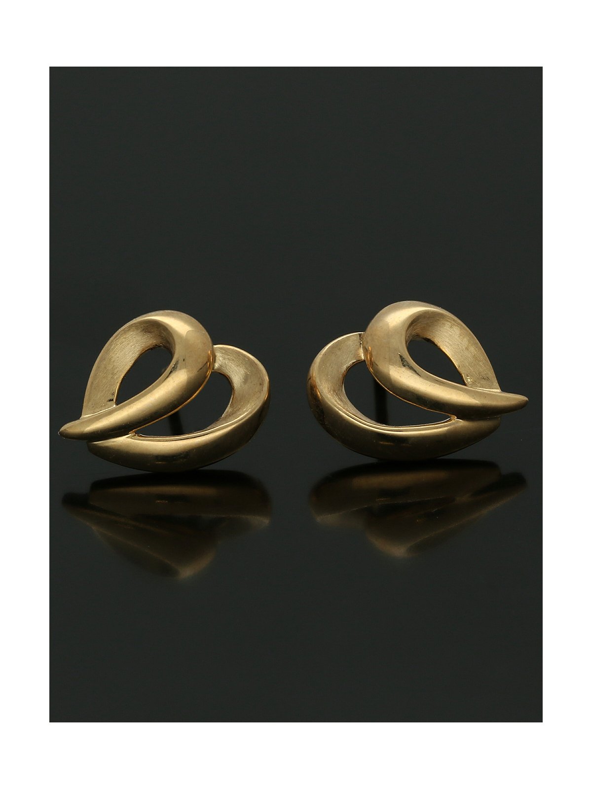 Fancy Heart Stud Earrings 11x9mm in 9ct Yellow Gold