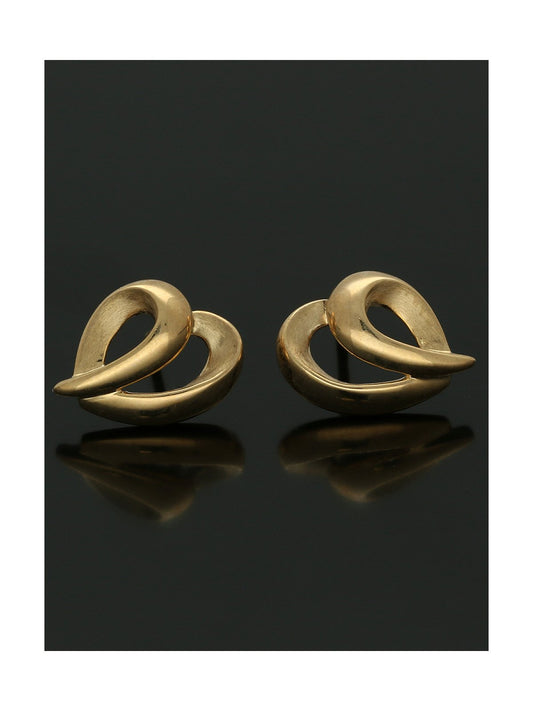 Fancy Heart Stud Earrings 11x9mm in 9ct Yellow Gold
