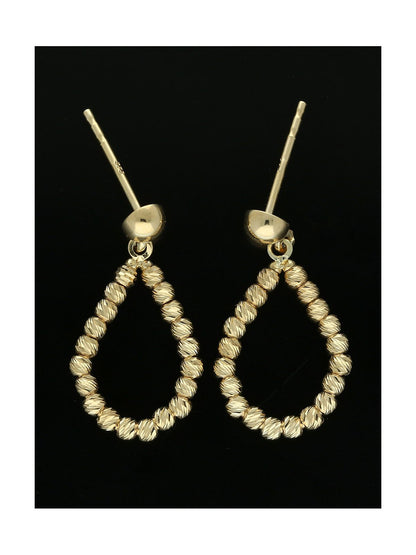 Sparkle Teardrop Drop Earrings in 9ct Yellow Gold