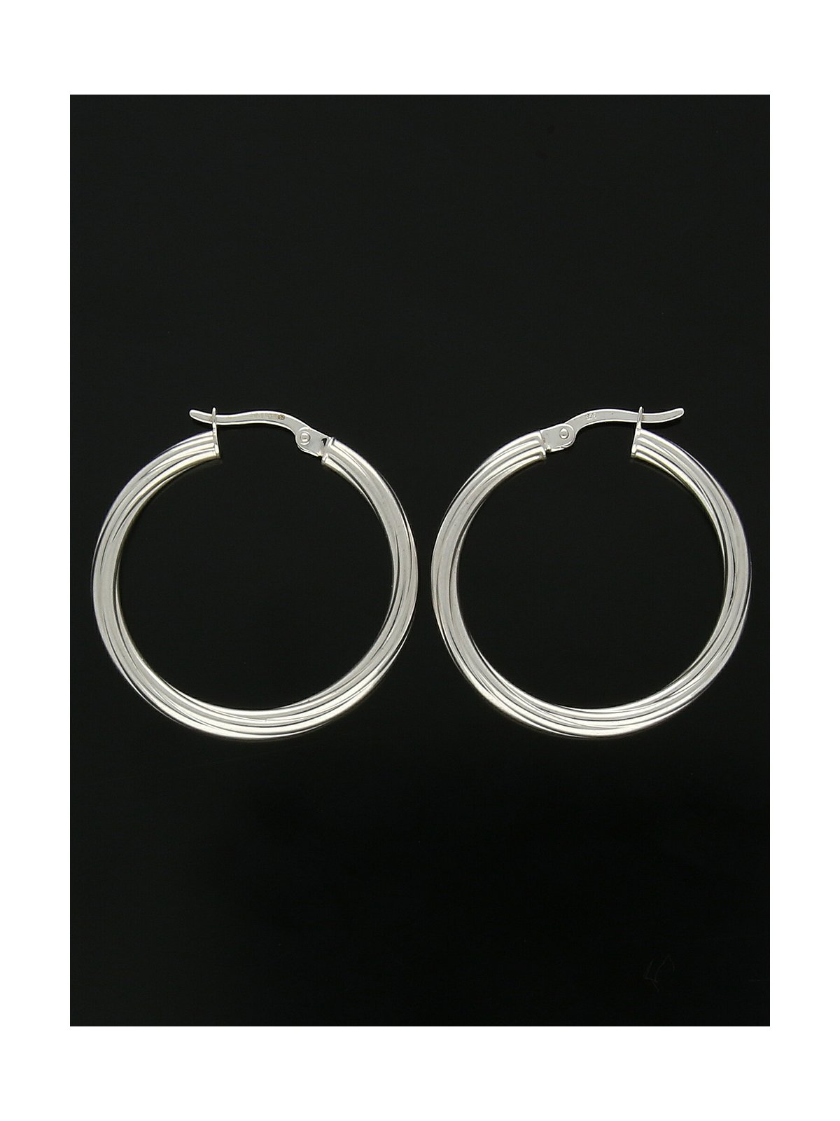 Twist Hoop Earrings 30mm in 9ct White Gold