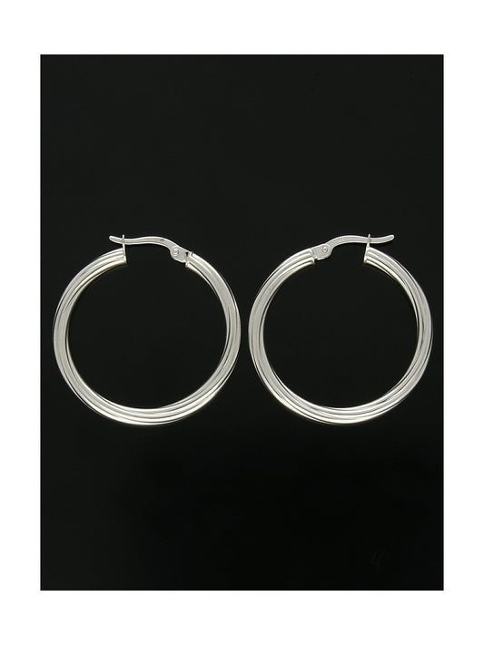 Twist Hoop Earrings 30mm in 9ct White Gold