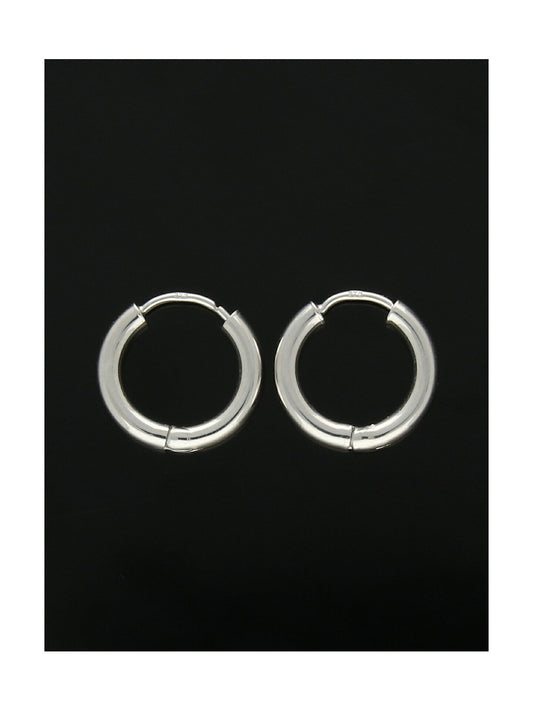 Huggie Hoop Earrings 15mm in 9ct White Gold