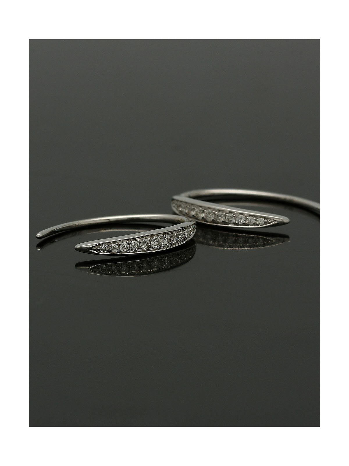 Diamond Channel Set Banana Hoop Earrings 0.14ct in 9ct White Gold