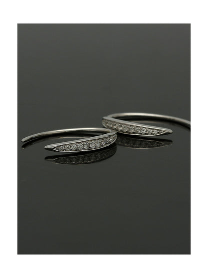 Diamond Channel Set Banana Hoop Earrings 0.14ct in 9ct White Gold
