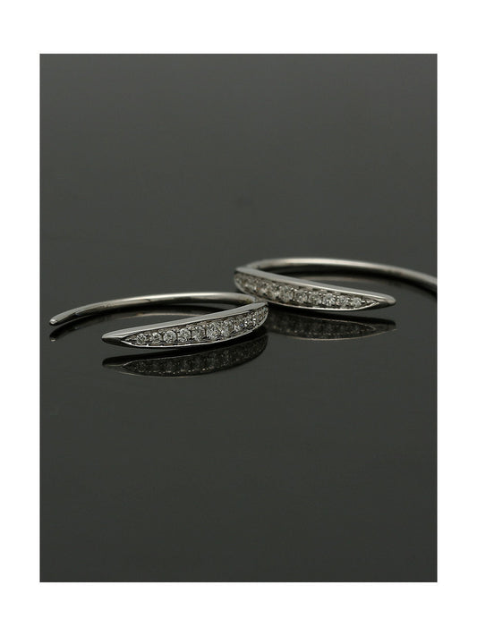 Diamond Channel Set Banana Hoop Earrings 0.14ct in 9ct White Gold